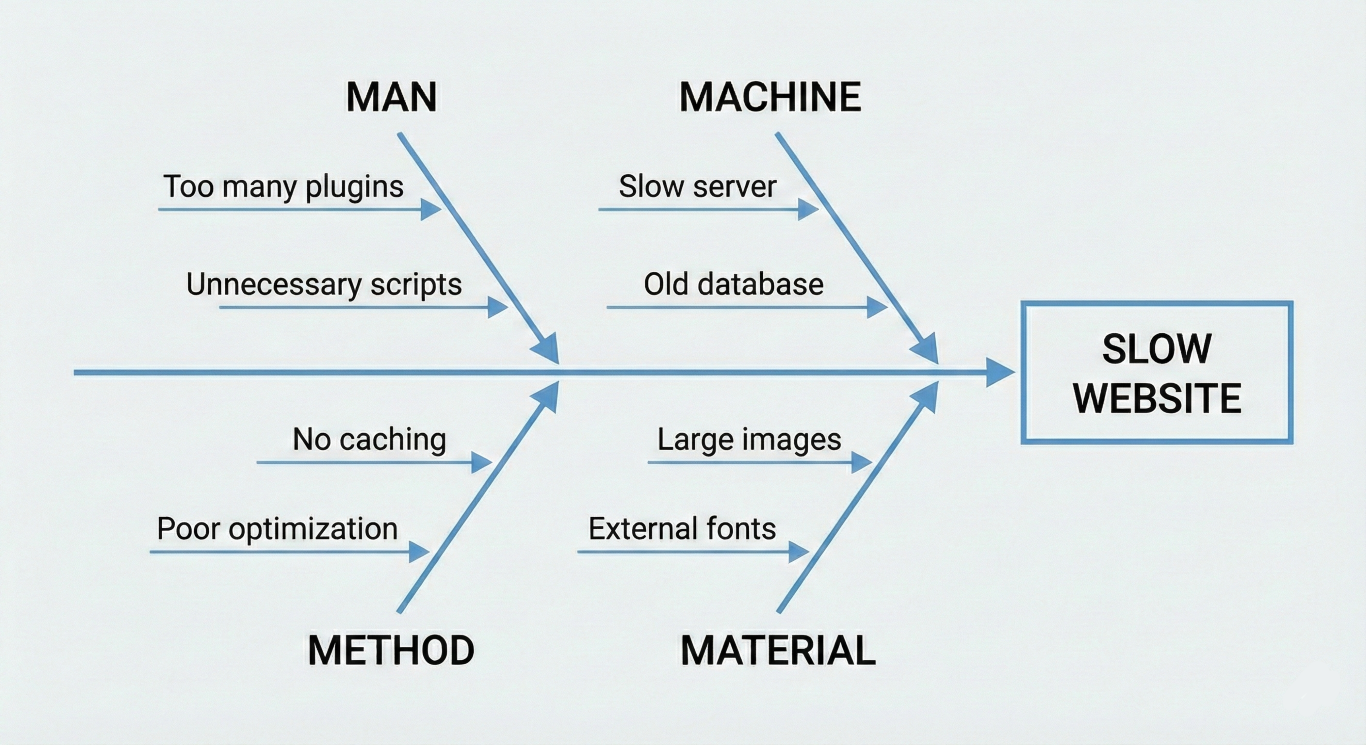 Ishikawa Diagram Example with Concrete Causes