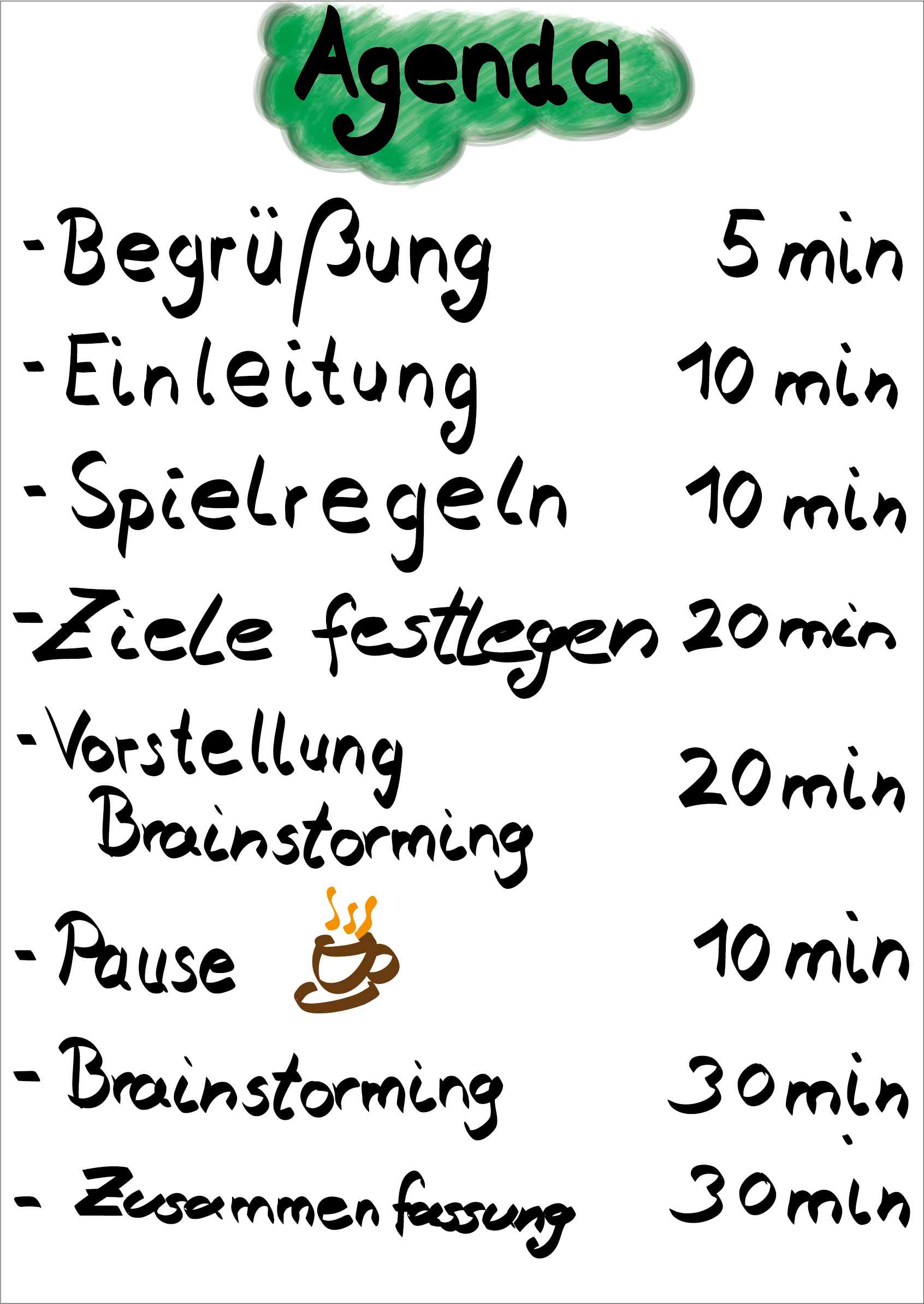Beispiel Agenda für einen Vormittag