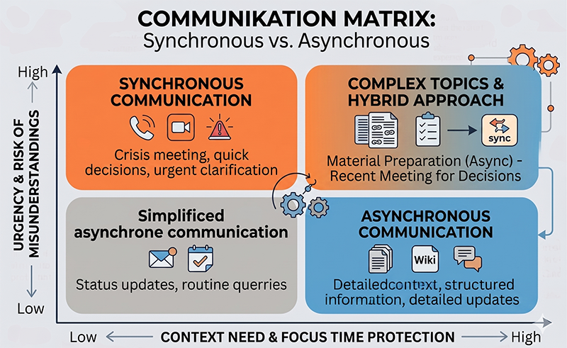 Communication Matrix: Sync vs. Async – Decision guide based on urgency and context needs