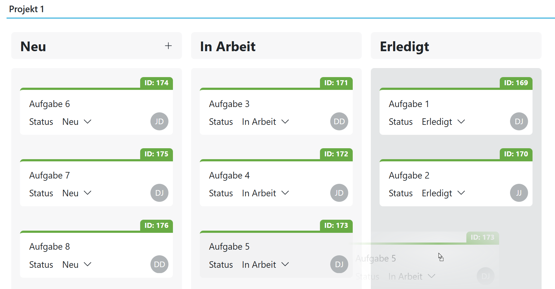 Visualisierung durch Listen und Kanban Vorlagen